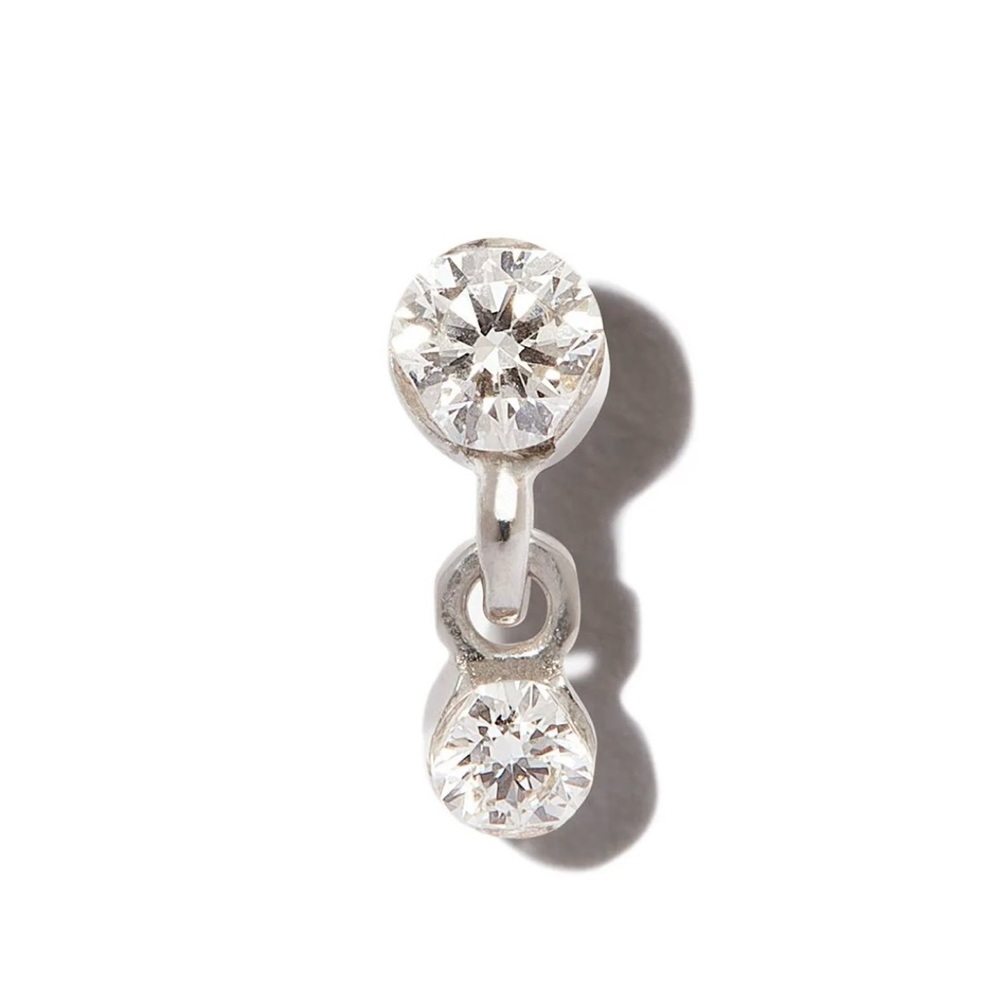 Maria Tash Invisible Set Diamond Dangle Threaded Stud Earring in White Gold